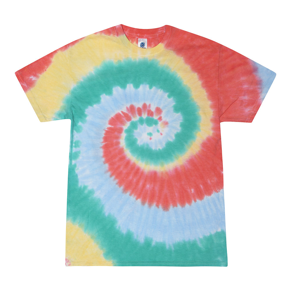 Pastel Cotton Candy Tie Dye Spiral Swirl Crop Top in Pink + Blue